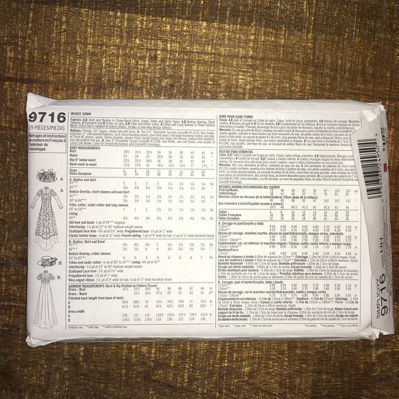 Simplicity Sewing Pattern 9716 Edwardian 1910s Bridal Gown Wedding Dress UNCUT - Picture 2 of 3